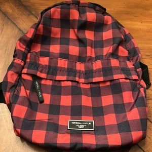 Kendall & Kylie Camo Back Pack Black Red checked Two-Pocket Adjustable Strap